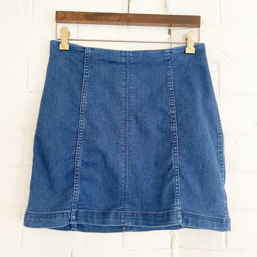 FREE PEOPLE Modern Femme Denim Mini Skirt Hickory 12 - Picture 3 of 11
